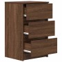 Mesillas de noche con 3 cajones 2 uds roble marrón 39x35x65 cm de , Mesitas de noche - Ref: Foro24-861350, Precio: 107,29 €, ...