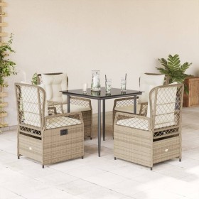 Set comedor de jardín 5 pzas con cojines ratán sintético beige en Conjuntos de jardín | Comprar online en Foru.es