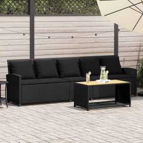 Sofá de jardín de 5 plazas con cojines ratán sintético negro de , Conjuntos de jardín - Ref: Foro24-4104112, Precio: 287,17 €...