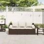 Sofá de jardín con cojines 3 plazas ratán sintético marrón de , Sofás de exterior - Ref: Foro24-4104173, Precio: 238,68 €, De...