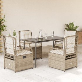 Set comedor de jardín 5 pzas con cojines ratán sintético beige en Conjuntos de jardín | Comprar online en Foru.es
