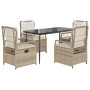Set comedor de jardín 5 pzas con cojines ratán sintético beige en Conjuntos de jardín | Comprar online en Foru.es