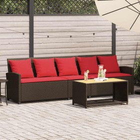 Sofá de jardín con cojines 5 plazas ratán sintético marrón de , Conjuntos de jardín - Ref: Foro24-4104119, Precio: 343,02 €, ...