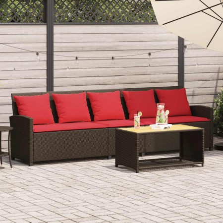 Sofá de jardín con cojines 5 plazas ratán sintético marrón de , Conjuntos de jardín - Ref: Foro24-4104119, Precio: 343,02 €, ...