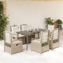 Set comedor de jardín 7 pzas con cojines ratán sintético beige en Conjuntos de jardín | Comprar online en Foru.es