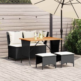 Juego comedor jardín 4 piezas con cojines ratán sintético negro de , Conjuntos de jardín - Ref: Foro24-4104131, Precio: 328,3...