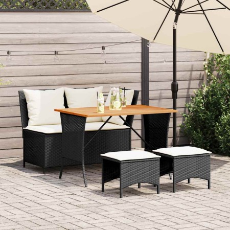 Juego comedor jardín 4 piezas con cojines ratán sintético negro de , Conjuntos de jardín - Ref: Foro24-4104131, Precio: 328,3...