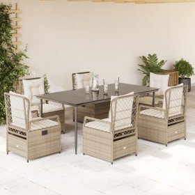 Set comedor de jardín 7 pzas con cojines ratán sintético beige en Conjuntos de jardín | Comprar online en Foru.es