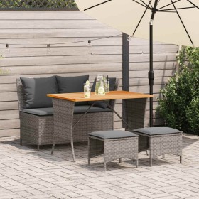 Juego de comedor de jardín 4 piezas con cojines ratán PE gris de , Conjuntos de jardín - Ref: Foro24-4104133, Precio: 339,41 ...