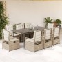 Set comedor de jardín 9 pzas con cojines ratán sintético beige en Conjuntos de jardín | Comprar online en Foru.es
