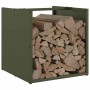 Leñero verde oliva 40x40x40 cm Acero laminado en frío de , Bolsas y soportes de leña - Ref: Foro24-864240, Precio: 48,17 €, D...