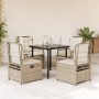 Set comedor de jardín 5 pzas con cojines ratán sintético beige en Conjuntos de jardín | Comprar online en Foru.es