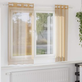 Cortinas de gasa con ojales 2 uds arena de , Cortinas y visillos - Ref: Foro24-4102119, Precio: 13,30 €, Descuento: %