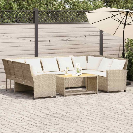 Sofá de jardín con cojines ratán sintético beige de , Conjuntos de jardín - Ref: Foro24-3365332, Precio: 569,29 €, Descuento: %