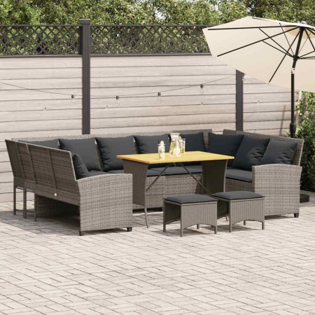 Set de sofás de jardín 4 pzas y cojines ratán sintético gris de , Conjuntos de jardín - Ref: Foro24-3365339, Precio: 832,27 €...