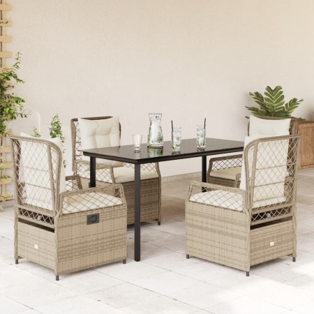 Set comedor de jardín 5 pzas con cojines ratán sintético beige en Conjuntos de jardín | Comprar online en Foru.es