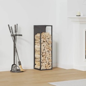 Leñero negro 25x25x80 cm Acero laminado en frío de , Bolsas y soportes de leña - Ref: Foro24-864263, Precio: 44,31 €, Descuen...