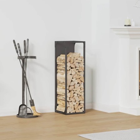 Leñero negro 25x25x80 cm Acero laminado en frío de , Bolsas y soportes de leña - Ref: Foro24-864263, Precio: 44,31 €, Descuen...
