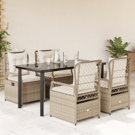 Set comedor de jardín 5 pzas con cojines ratán sintético beige en Conjuntos de jardín | Comprar online en Foru.es