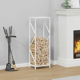 Leñero blanco 34x25x100 cm Acero laminado en frío de , Bolsas y soportes de leña - Ref: Foro24-864324, Precio: 52,61 €, Descu...