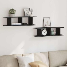 Estantes de pared 2uds roble negro 75x18x20cm madera ingeniería de , Estantes y estanterías - Ref: Foro24-862060, Precio: 39,...