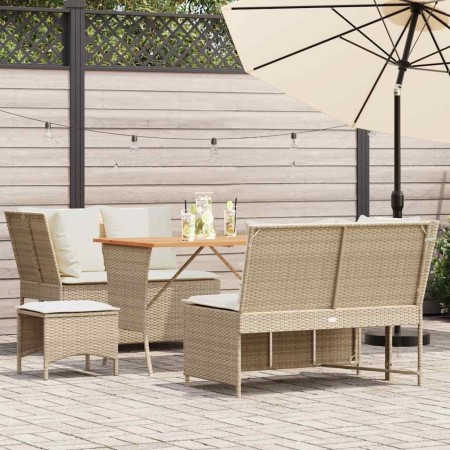 Juego de sofás jardín con cojines 5 pzas ratán sintético beige de , Conjuntos de jardín - Ref: Foro24-3365347, Precio: 499,28...
