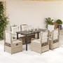 Set comedor de jardín 7 pzas con cojines ratán sintético beige en Conjuntos de jardín | Comprar online en Foru.es