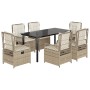 Set comedor de jardín 7 pzas con cojines ratán sintético beige en Conjuntos de jardín | Comprar online en Foru.es