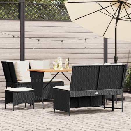 Set de muebles de jardín 5 pzas y cojines ratán sintético negro de , Conjuntos de jardín - Ref: Foro24-3365345, Precio: 480,2...
