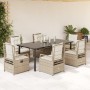 Set comedor de jardín 7 pzas con cojines ratán sintético beige en Conjuntos de jardín | Comprar online en Foru.es