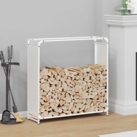 Leñero blanco 90x28x90 cm Acero laminado en frío de , Bolsas y soportes de leña - Ref: Foro24-864216, Precio: 64,19 €, Descue...