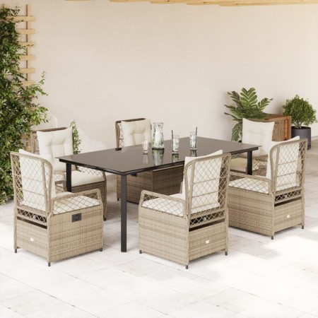 Set comedor de jardín 9 pzas con cojines ratán sintético beige en Conjuntos de jardín | Comprar online en Foru.es