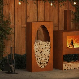 Leñero 50x23x100 cm acero corten de , Bolsas y soportes de leña - Ref: Foro24-864186, Precio: 84,25 €, Descuento: %