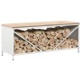 Leñero con tablero de madera blanco 100,5x35,5x40 cm de , Bolsas y soportes de leña - Ref: Foro24-864256, Precio: 94,23 €, De...