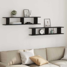 Estante pared 2uds madera ingeniería roble negro 105x18x20cm de , Estantes y estanterías - Ref: Foro24-862062, Precio: 49,71 ...