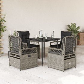 Set comedor de jardín 5 pzas cojines ratán sintético gris claro en Conjuntos de jardín | Comprar online en Foru.es
