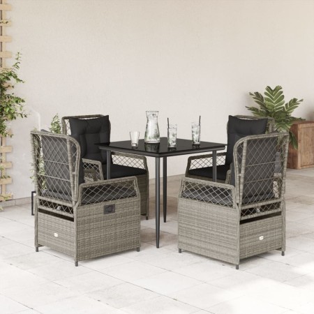Set comedor de jardín 5 pzas cojines ratán sintético gris claro en Conjuntos de jardín | Comprar online en Foru.es