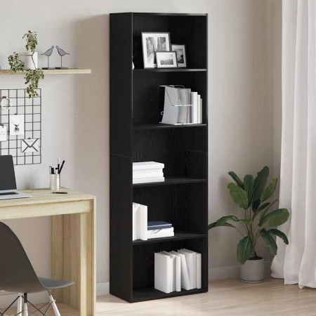 Estantería de madera de roble negro 60x30x189 cm de , Librerías y estanterías - Ref: Foro24-862457, Precio: 111,19 €, Descuen...