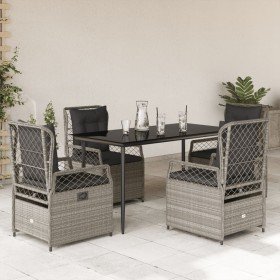 Set comedor de jardín 5 pzas cojines ratán sintético gris claro en Conjuntos de jardín | Comprar online en Foru.es