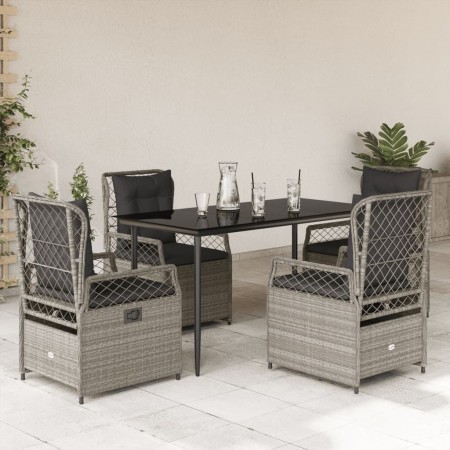 Set comedor de jardín 5 pzas cojines ratán sintético gris claro en Conjuntos de jardín | Comprar online en Foru.es