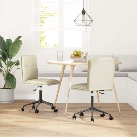 Sillas de comedor 2 unidades cuero sintético crema de , Sillas de comedor - Ref: Foro24-3315420, Precio: 118,56 €, Descuento: %