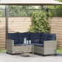 Sofá de jardín en forma de L con mesa y cojines ratán PE gris de , Sofás de exterior - Ref: Foro24-4103879, Precio: 314,04 €,...