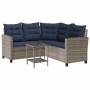Sofá de jardín en forma de L con mesa y cojines ratán PE gris de , Sofás de exterior - Ref: Foro24-4103879, Precio: 314,04 €,...