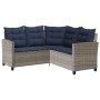 Sofá de jardín en forma de L con mesa y cojines ratán PE gris de , Sofás de exterior - Ref: Foro24-4103879, Precio: 314,04 €,...