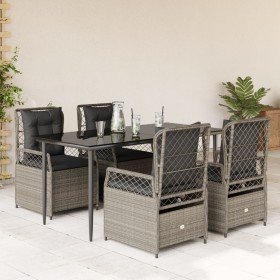 Set comedor de jardín 5 pzas cojines ratán sintético gris claro en Conjuntos de jardín | Comprar online en Foru.es