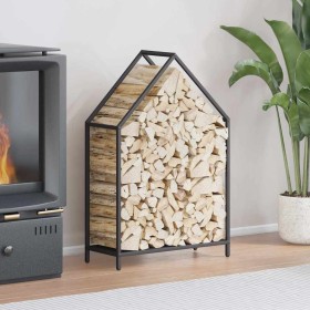 Leñero negro 60x25x90 cm Acero laminado en frío de , Bolsas y soportes de leña - Ref: Foro24-864307, Precio: 38,94 €, Descuen...