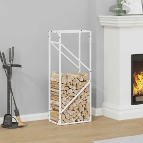 Leñero blanco 40x25x100 cm Acero laminado en frío de , Bolsas y soportes de leña - Ref: Foro24-864332, Precio: 39,48 €, Descu...