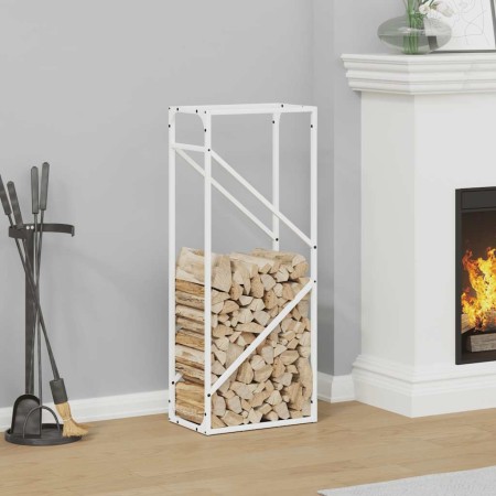 Leñero blanco 40x25x100 cm Acero laminado en frío de , Bolsas y soportes de leña - Ref: Foro24-864332, Precio: 39,48 €, Descu...