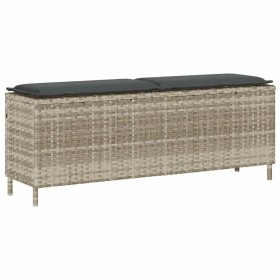 Banco jardín con cojín ratán sintético gris claro 110x30x40,5cm de , Bancos de jardín - Ref: Foro24-4104159, Precio: 91,67 €,...