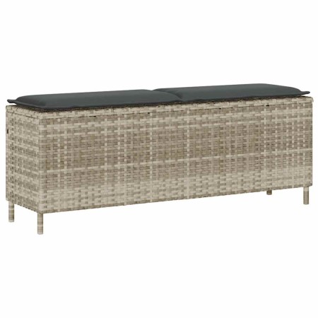 Banco jardín con cojín ratán sintético gris claro 110x30x40,5cm de , Bancos de jardín - Ref: Foro24-4104159, Precio: 91,67 €,...